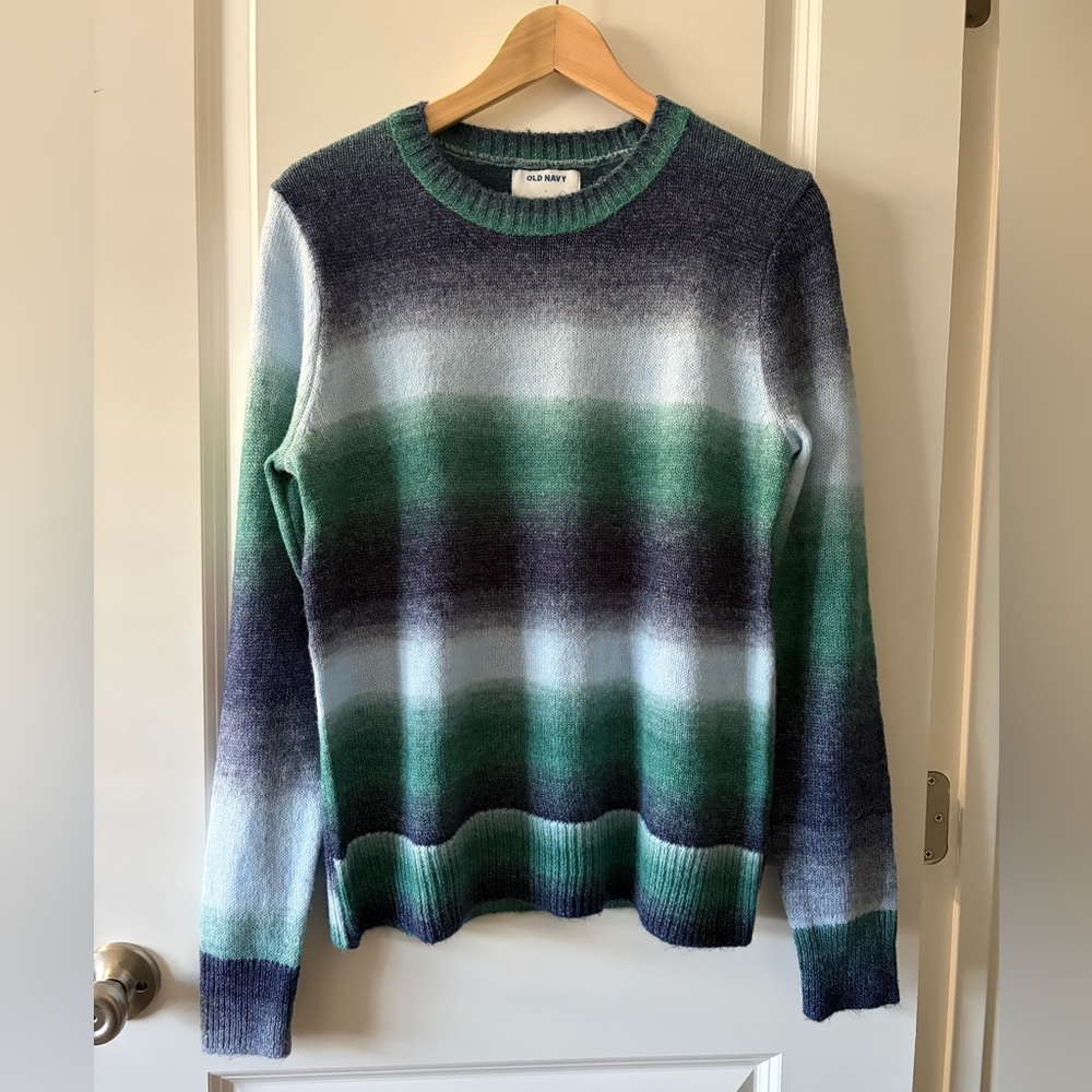 Old Navy Ombre Green and Blue Crewneck Sweater